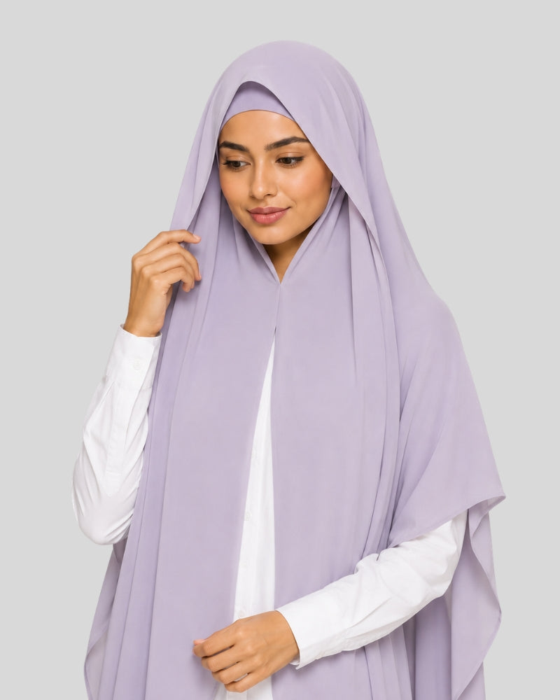 Light Purple Modest Chiffon Hijab with Built-in Magnets