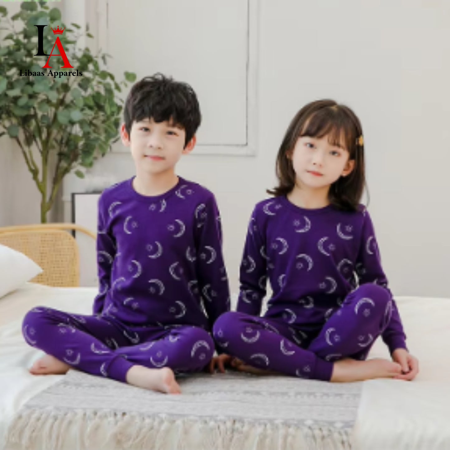 Purple Star And Moon Printed Kids Wear (Each)