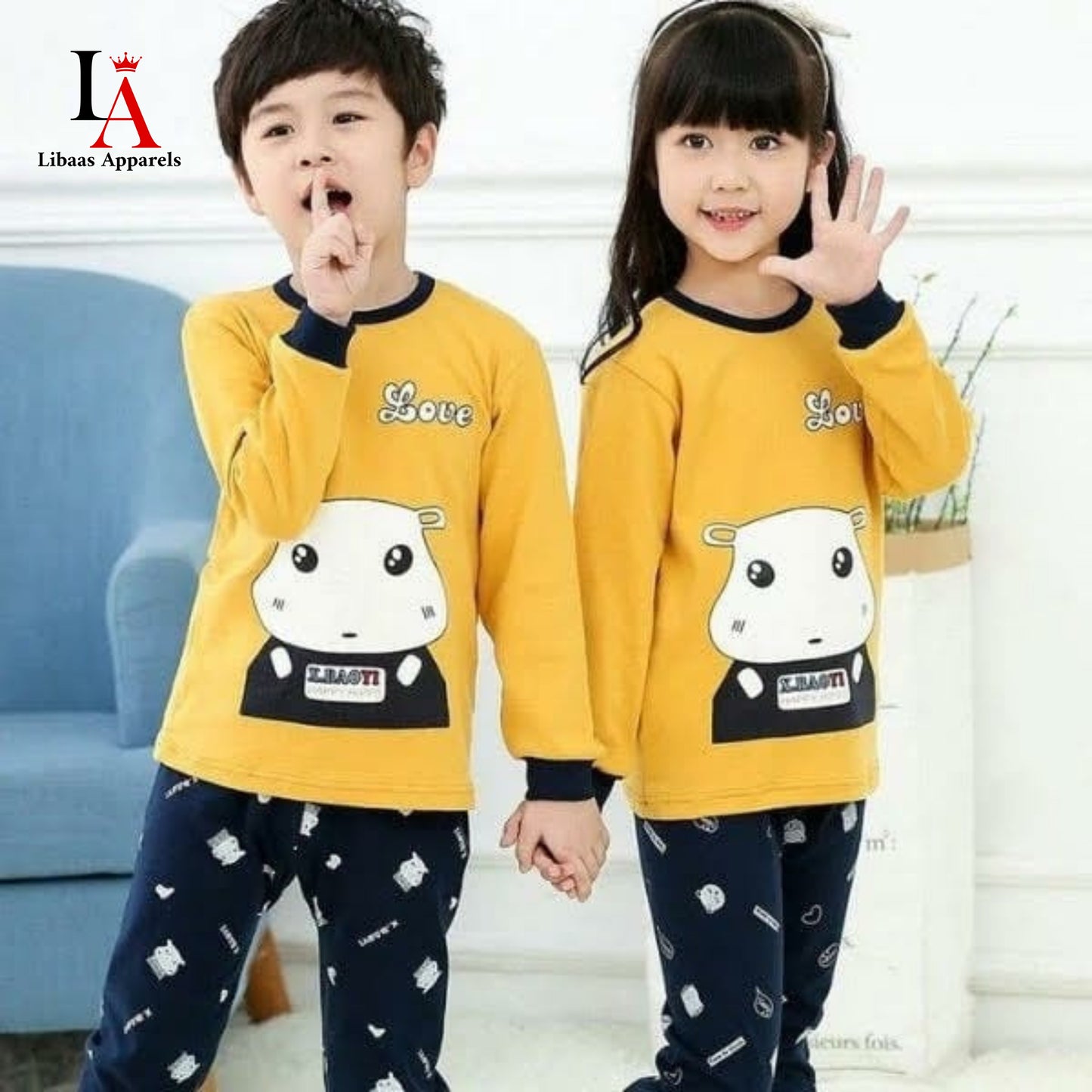Yellow Love Printed Kids Wear (Each)