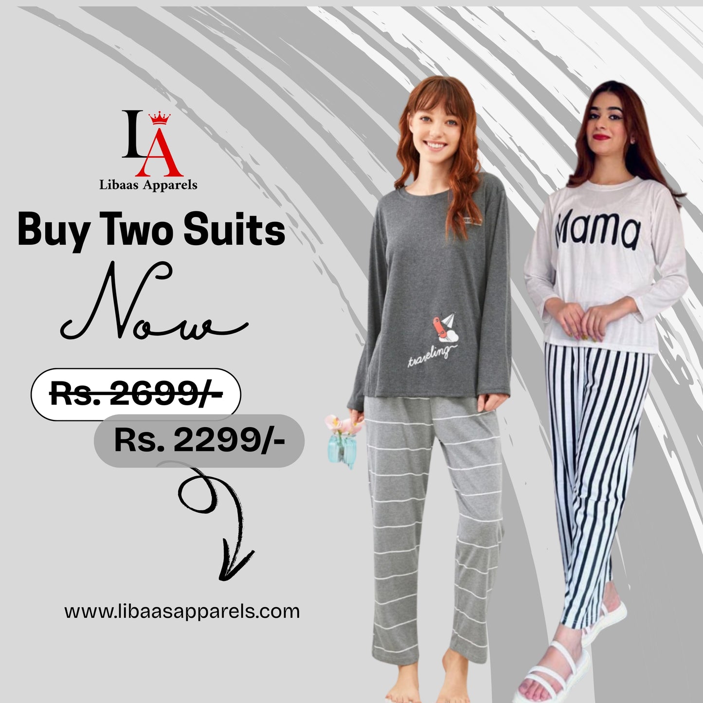 Pack Of Two Printed Pajama Night Suit Set 6