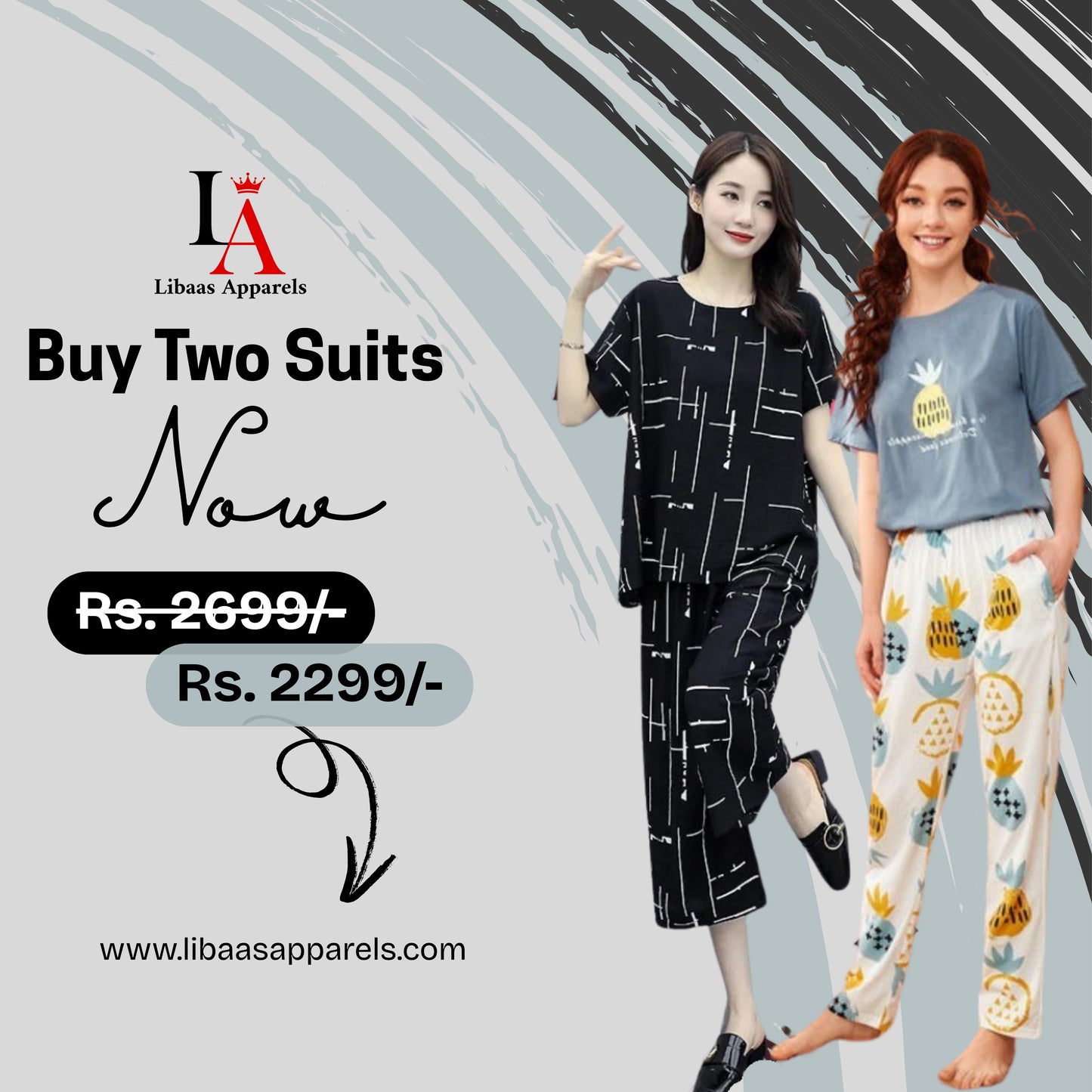 Pack Of Two Printed Pajama Night Suit Set 5