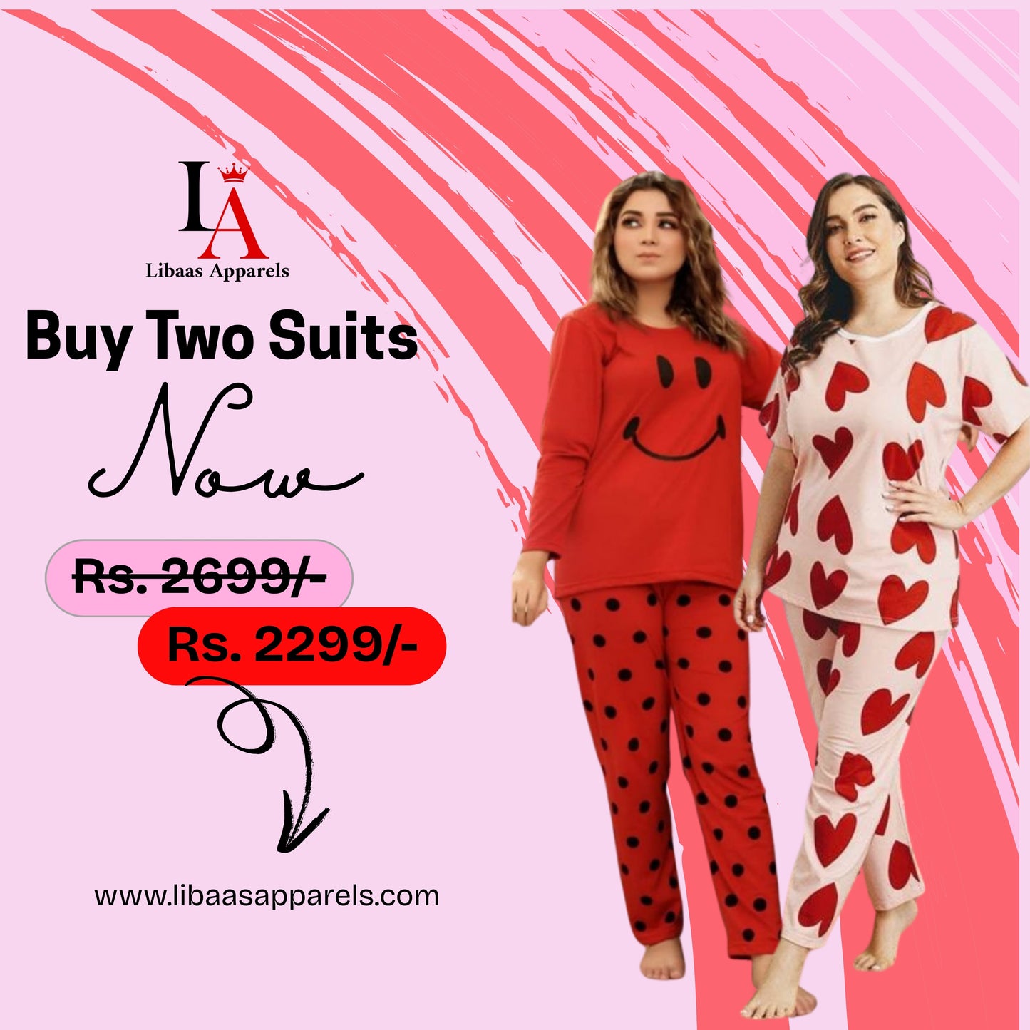 Pack Of Two Printed Pajama Night Suit Set 14