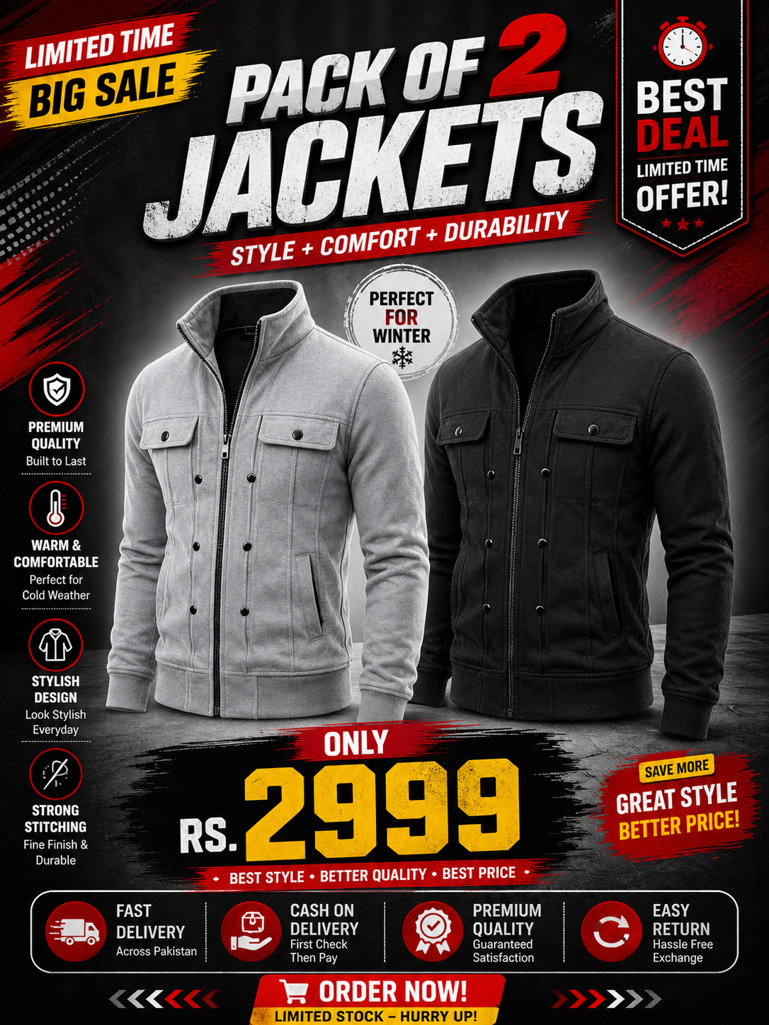 Grey and Charcoul Modern Jackets ( PACK OF 2 )