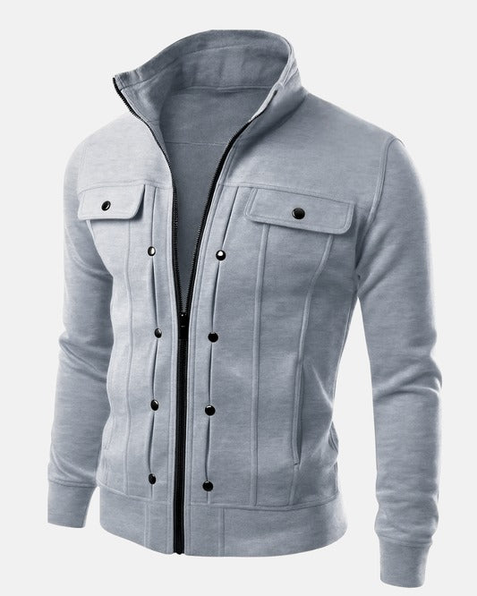 Grey Modern Style Zipper Jacket For Men