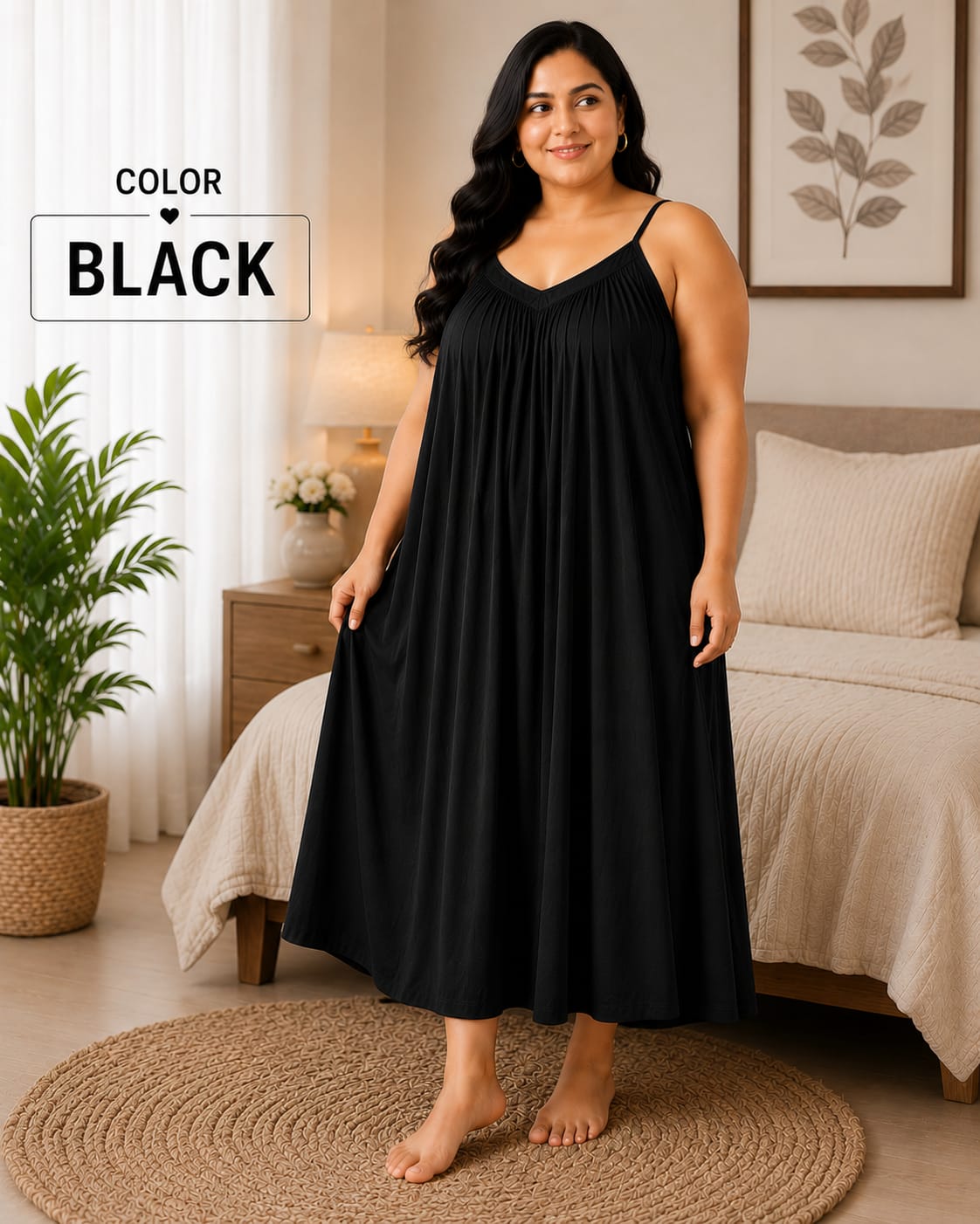 Back Flow Night Suit ( Black )
