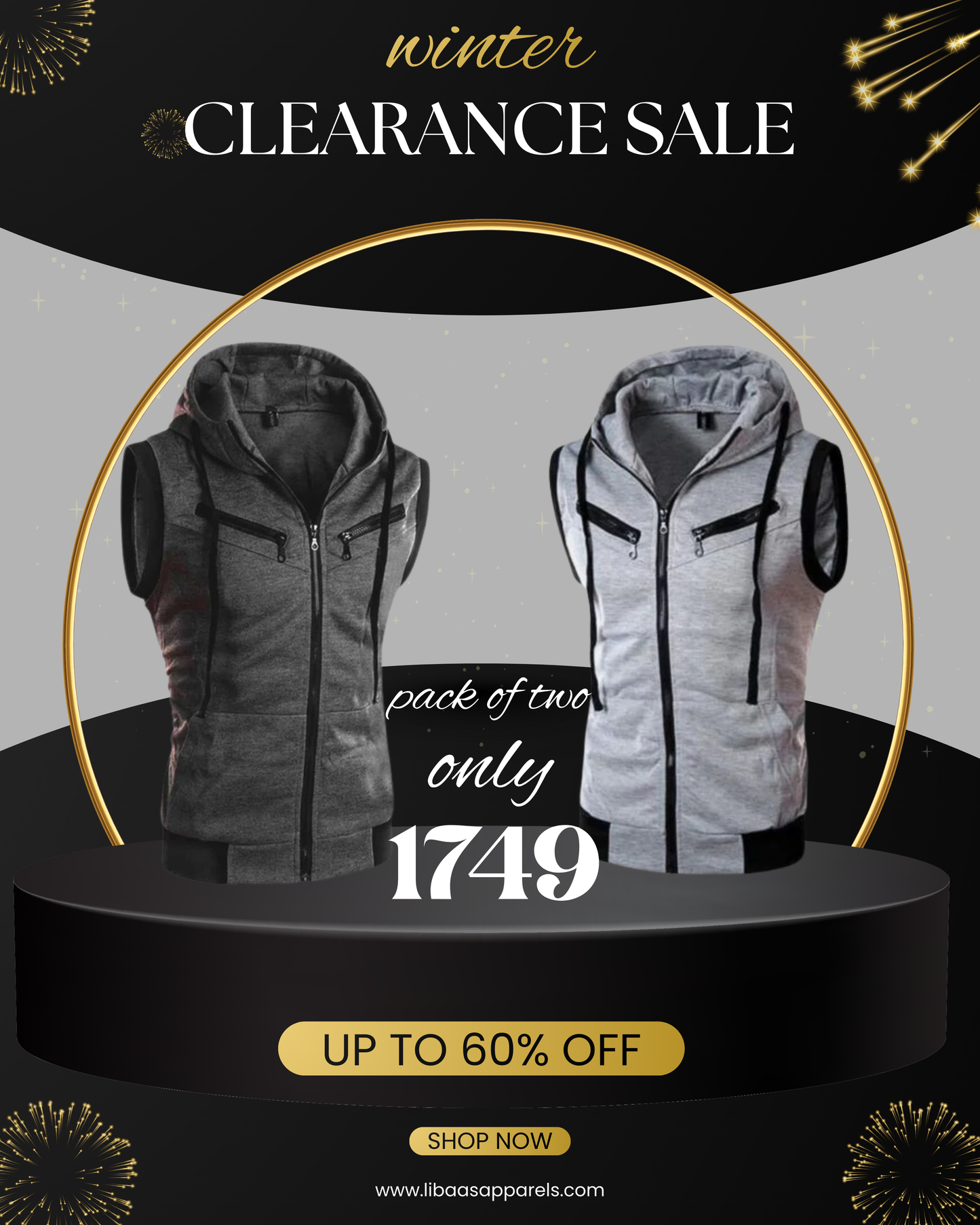 Sleeveless Pack of 2 Hooded Zipper