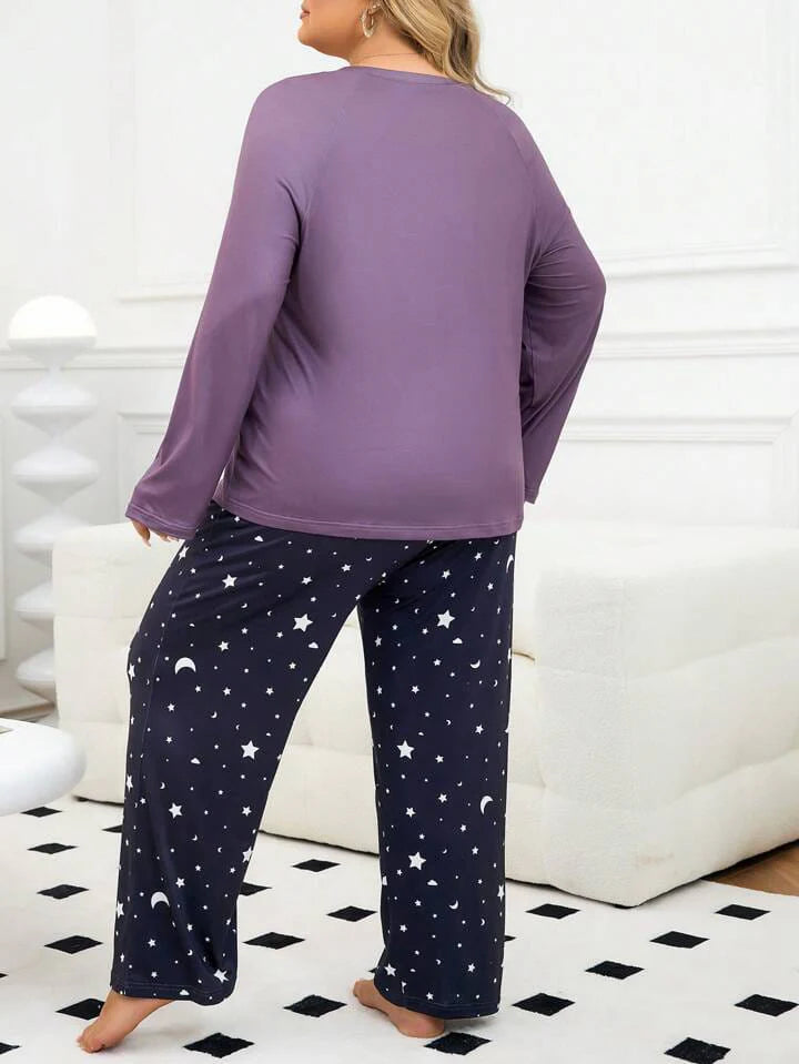 PURPLE TIME TO SLEEP PRINTED NIGHT SUIT
