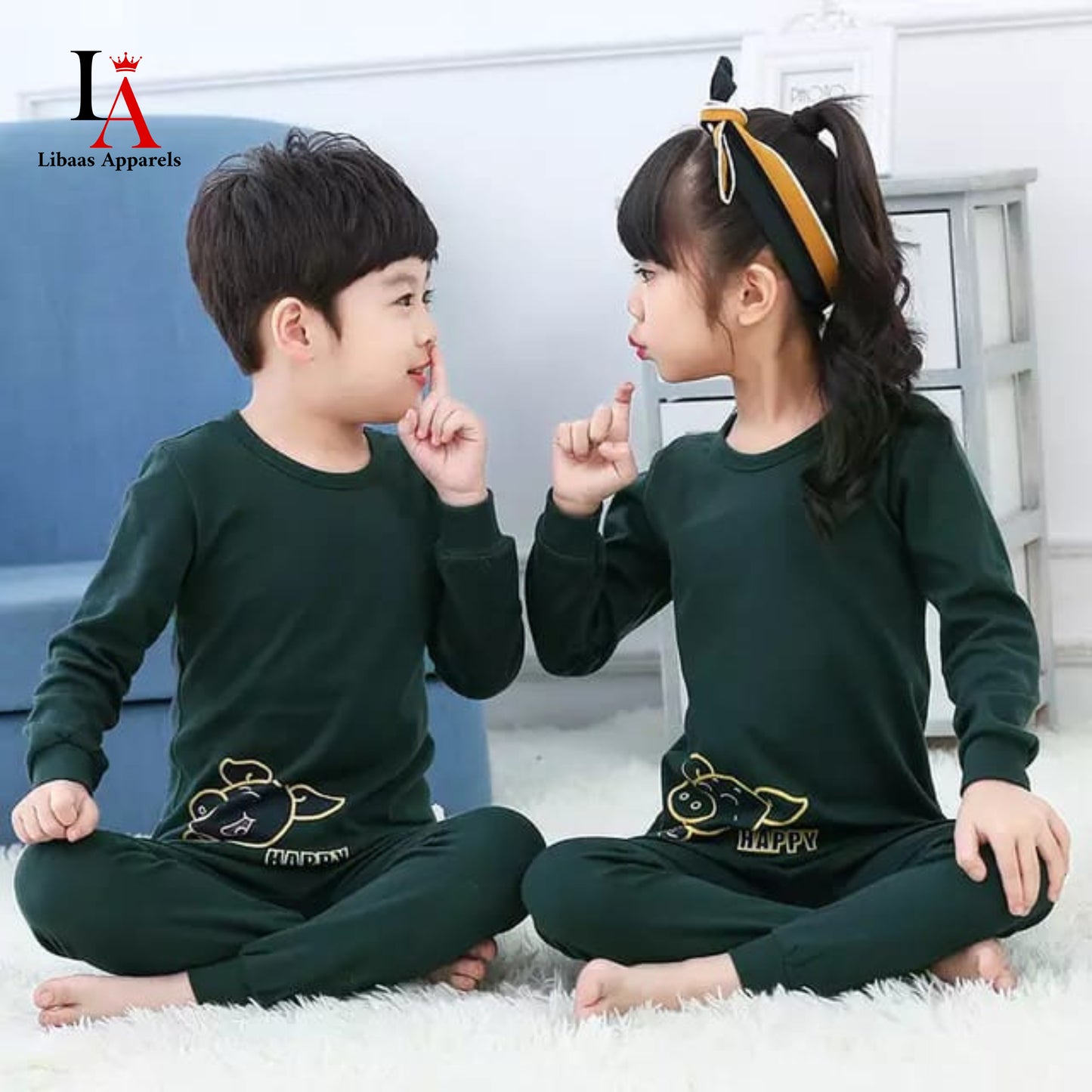 Green Happy Cow Printed Kids Wear (Each)