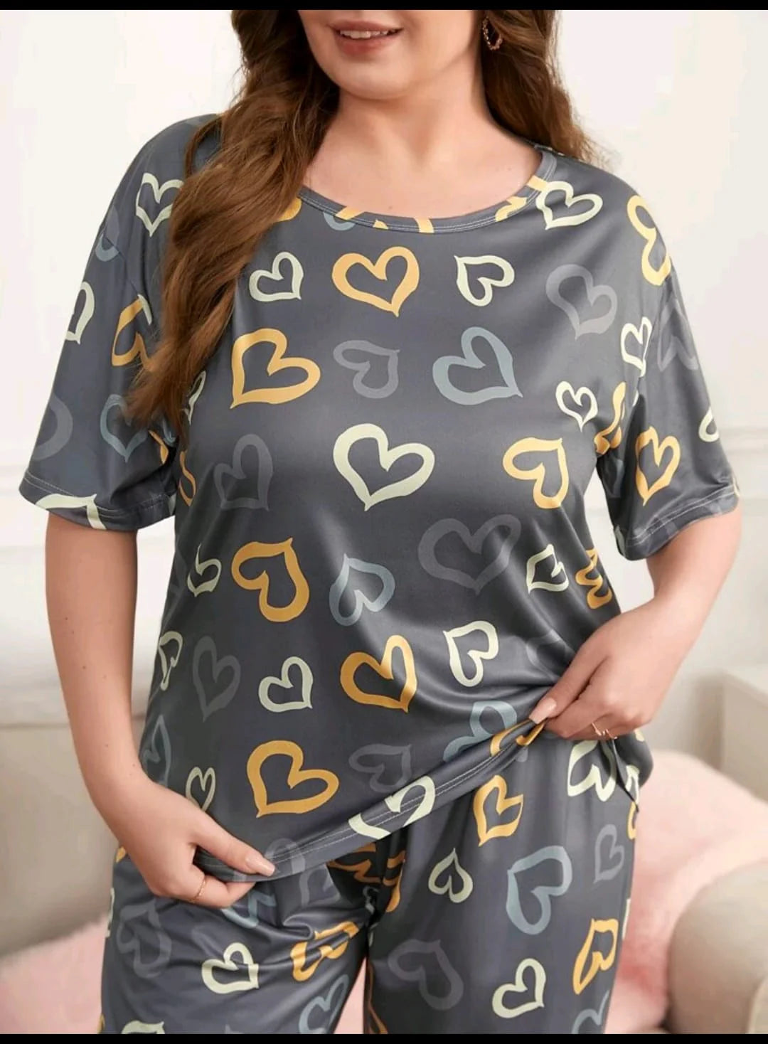 Multi Color Hearts on Gray Night Suit