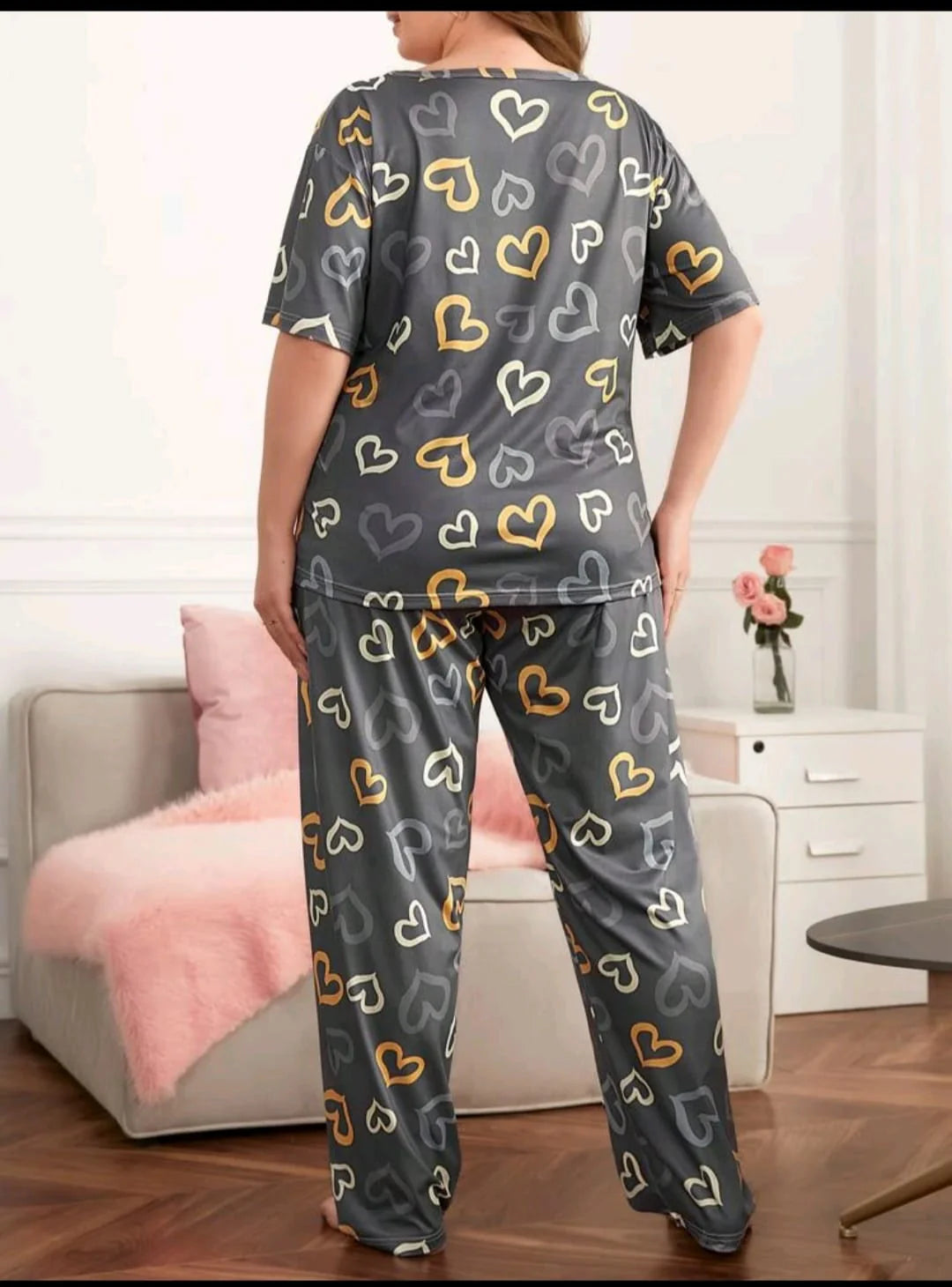 Multi Color Hearts on Gray Night Suit