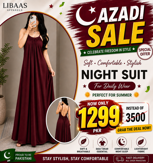 Back Flow Night Suit ( Maroon )