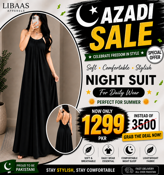 Back Flow Night Suit ( Black )