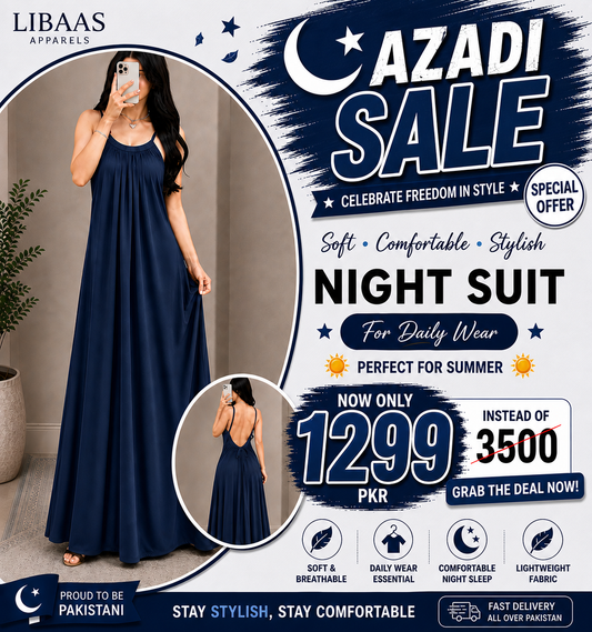 Back Flow Night Suit ( Navy Blue )