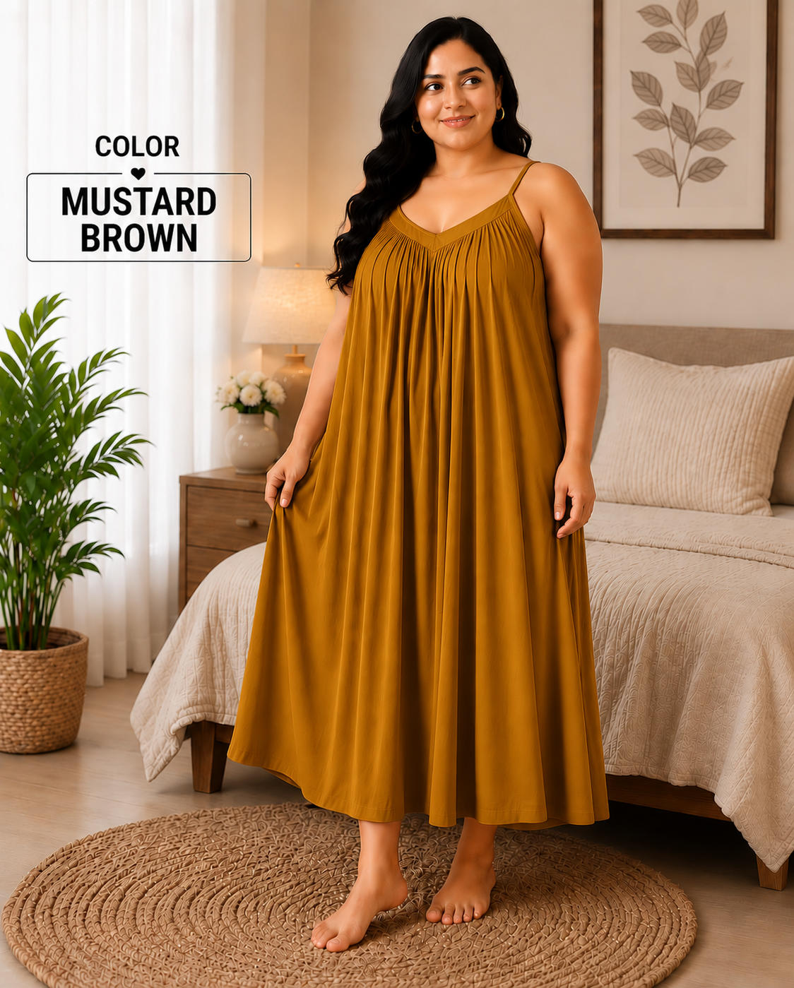 Back Flow Night Suit (Mustard)