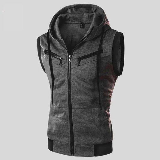 Charcoul Sleeveless Hooded Zipper