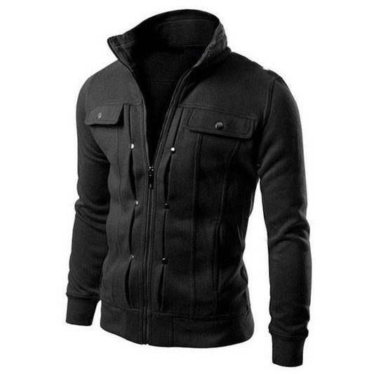 Black Modern Style Zipper Jacket For Men