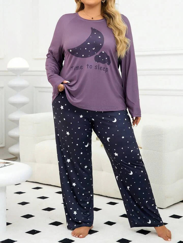 PURPLE TIME TO SLEEP PRINTED NIGHT SUIT