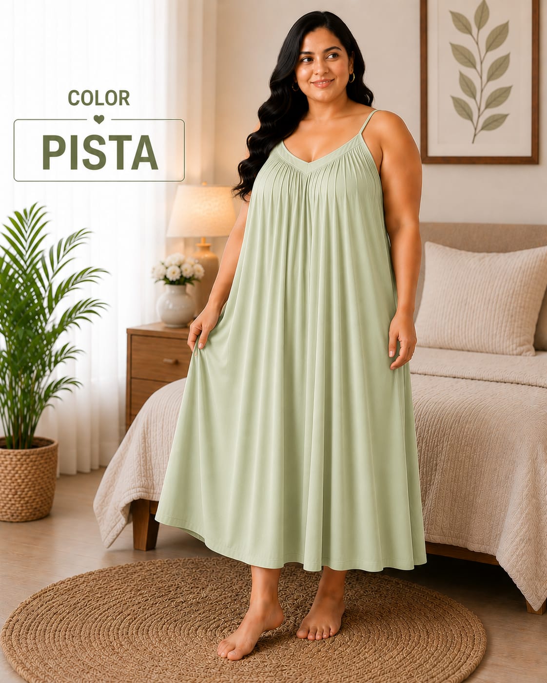 Back Flow Night Suit ( Pistachio )