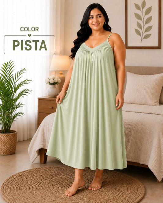 Back Flow Night Suit ( Pistachio )