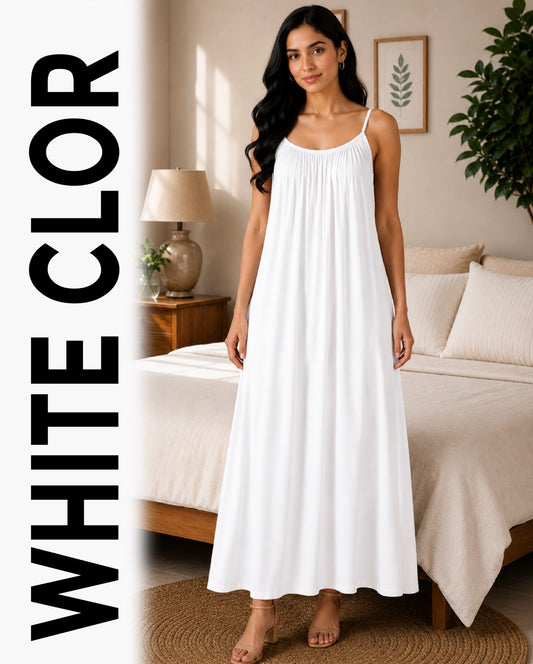 Back Flow Night Suit ( Pearl White )