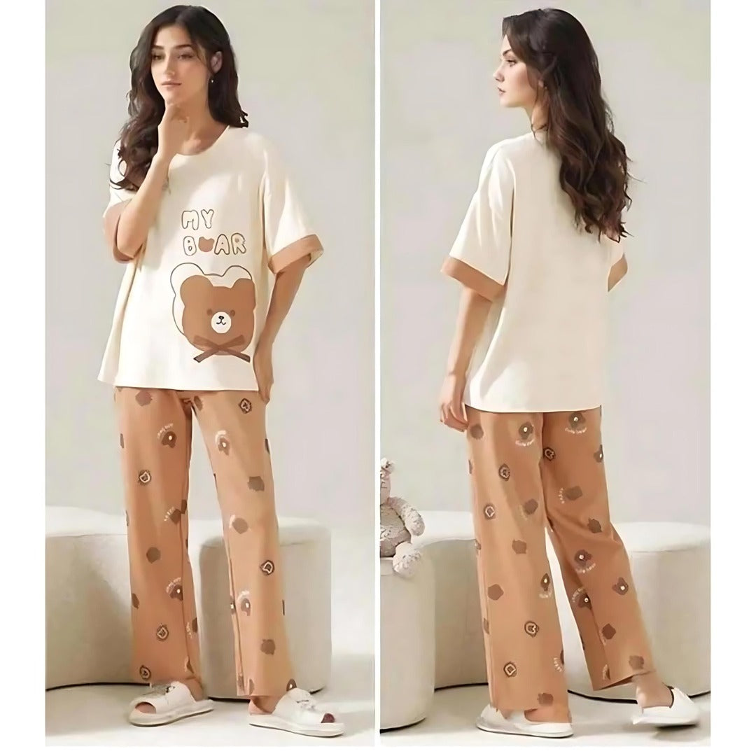 Handsome Bear Printed Pajama Night Suit