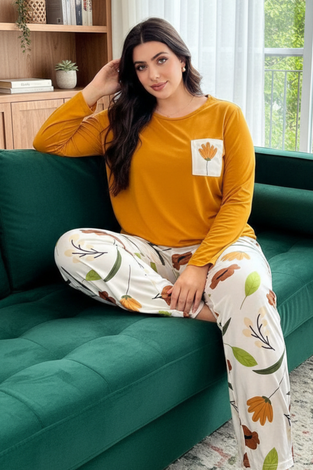 Mustard Bloom Set printed night suit